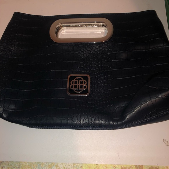 Blue Dana Buchanan Textured Crescent Clutch with Metallic Handle. Super clean - Picture 7 of 7